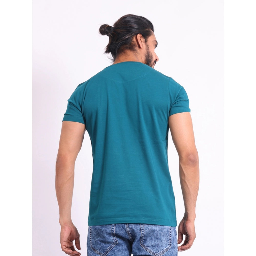 Generic Men's Casual Cotton Printed Round Neck Half Sleeve T-Shirt (Green)
