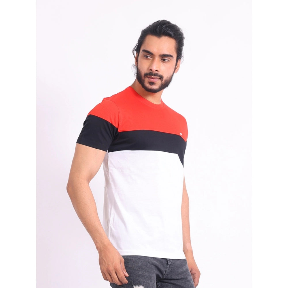 Generic Men's Casual Cotton Printed Round Neck Half Sleeve T-Shirt (Red)
