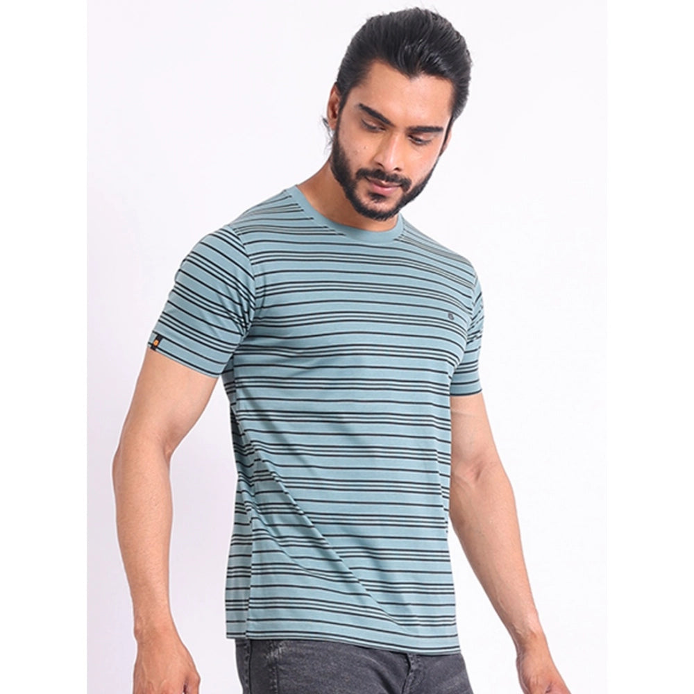 Generic Men's Casual Cotton Printed Round Neck Half Sleeve T-Shirt (Gery)