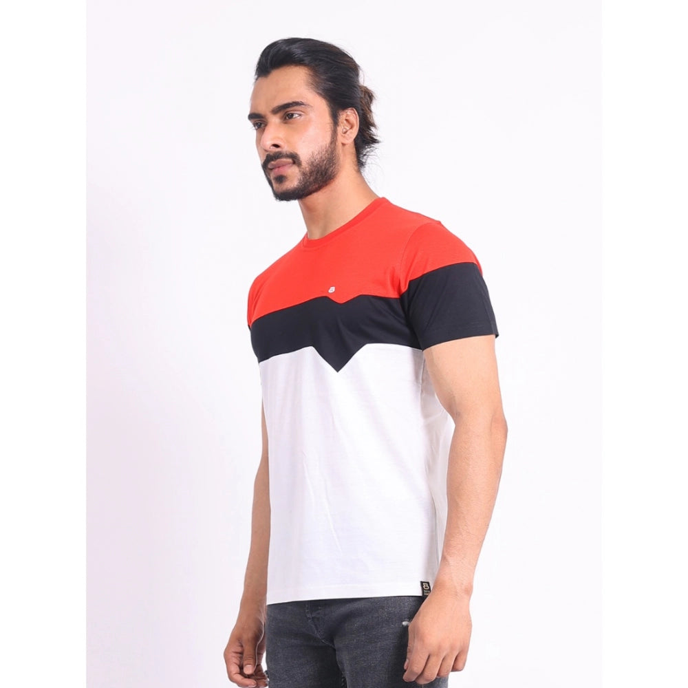Generic Men's Casual Cotton Printed Round Neck Half Sleeve T-Shirt (Red)