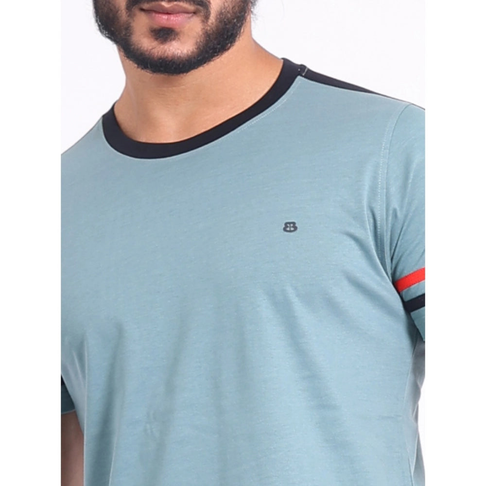 Generic Men's Casual Cotton Printed Round Neck Half Sleeve T-Shirt (Grey)