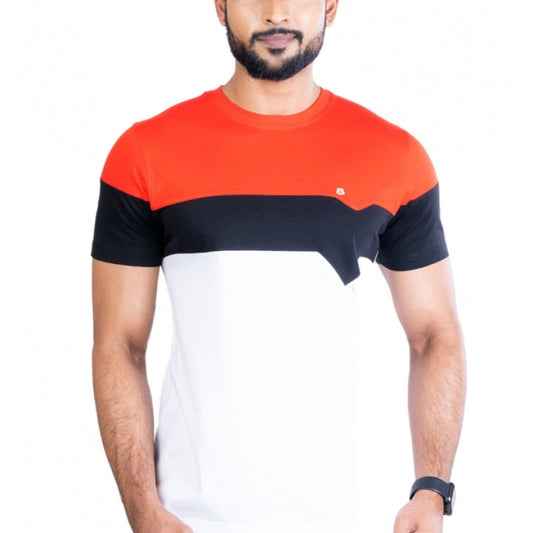 Generic Men's Casual Cotton Printed Round Neck Half Sleeve T-Shirt (Red)