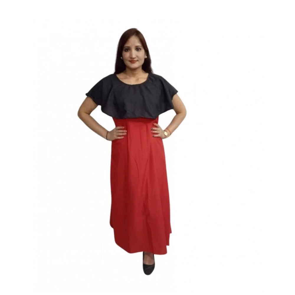 Women's Casual Crepe Cape Sleeve Dress (Black)