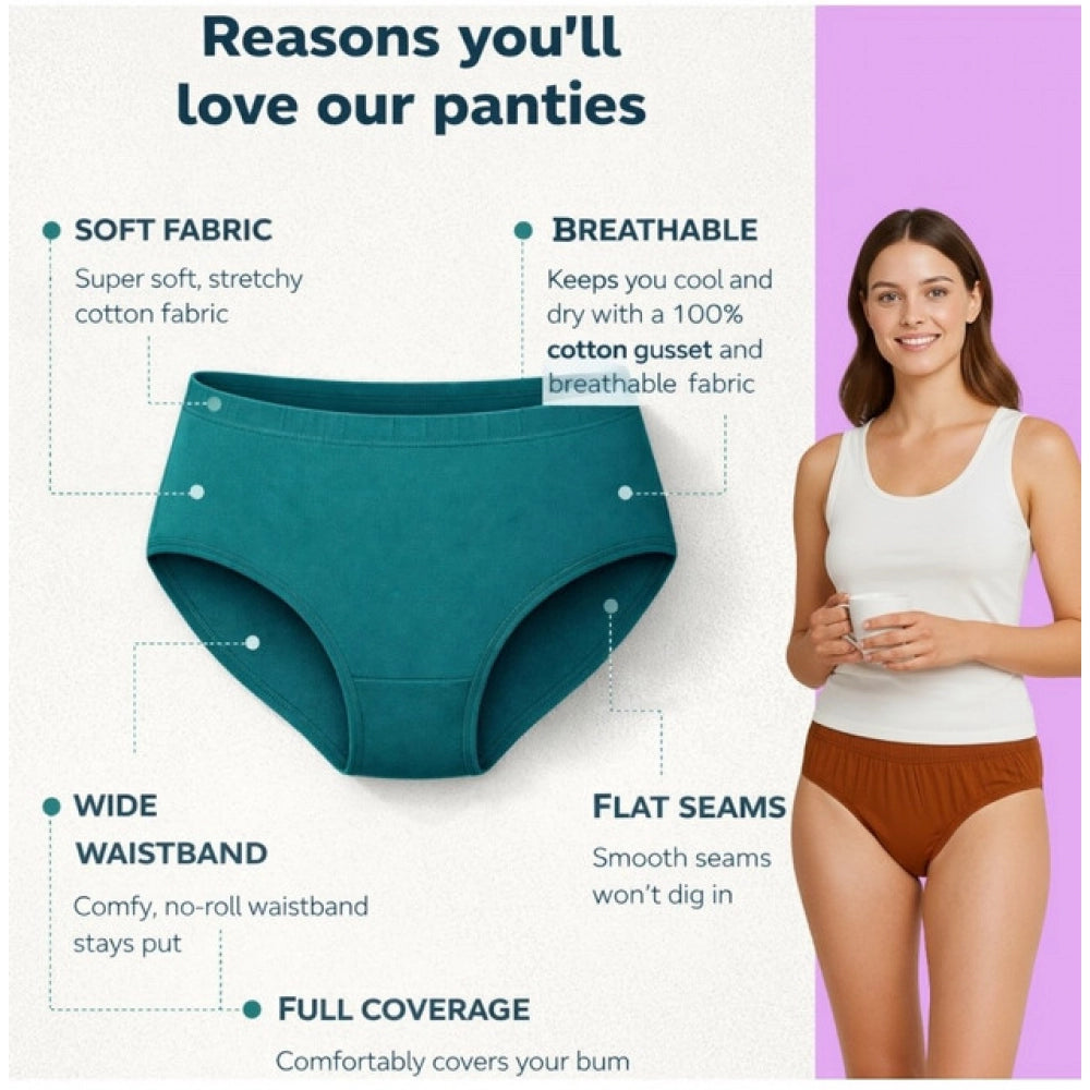 Pack of_6 Women's Cotton Solid Hipster Panty (Multicolor)
